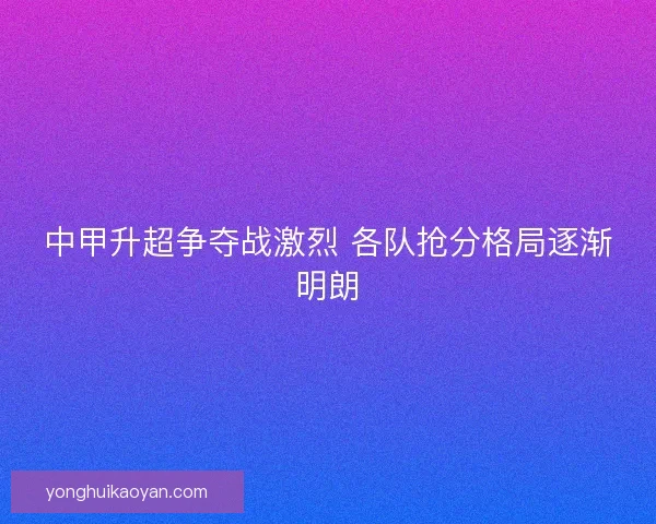 中甲升超争夺战激烈 各队抢分格局逐渐明朗