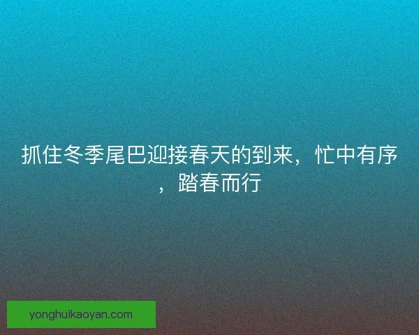 抓住冬季尾巴迎接春天的到来，忙中有序，踏春而行