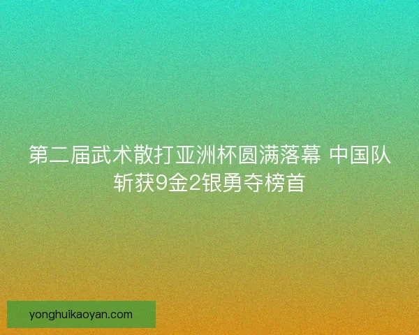 第二届武术散打亚洲杯圆满落幕 中国队斩获9金2银勇夺榜首
